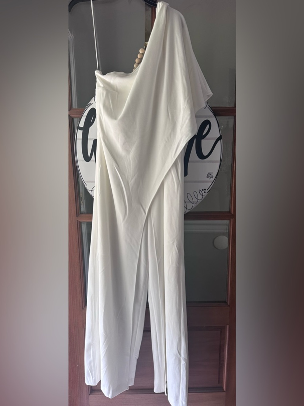 NWOT Adrianna Papell Ivory One-Shoulder Jumpsuit